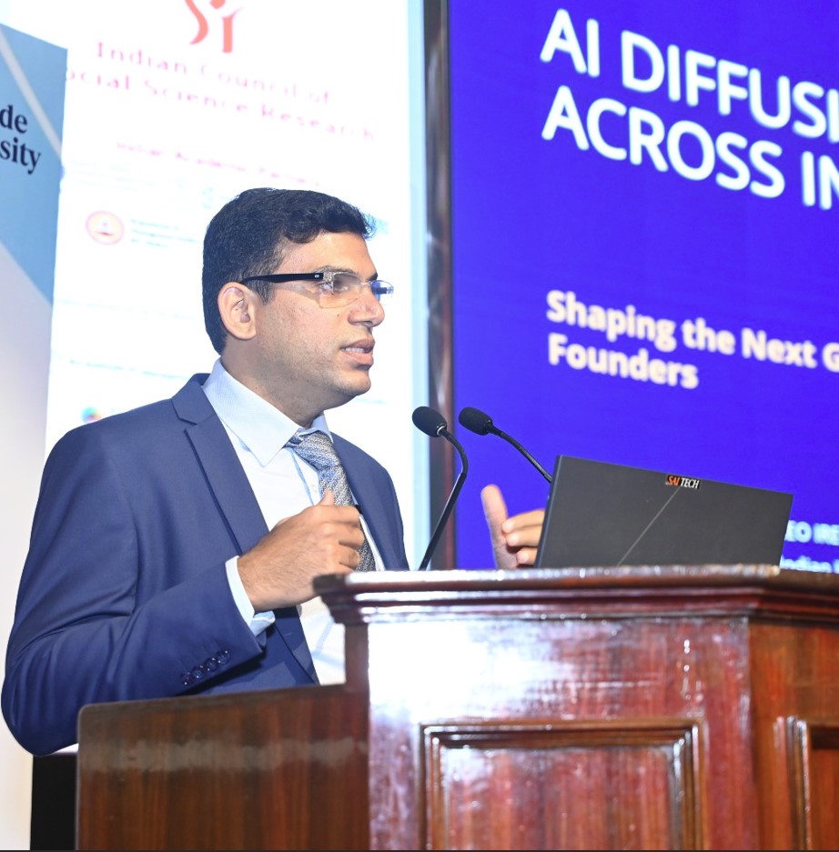 Thejasvi D.S., Founder & Group CEO, speaking at an Ireu event